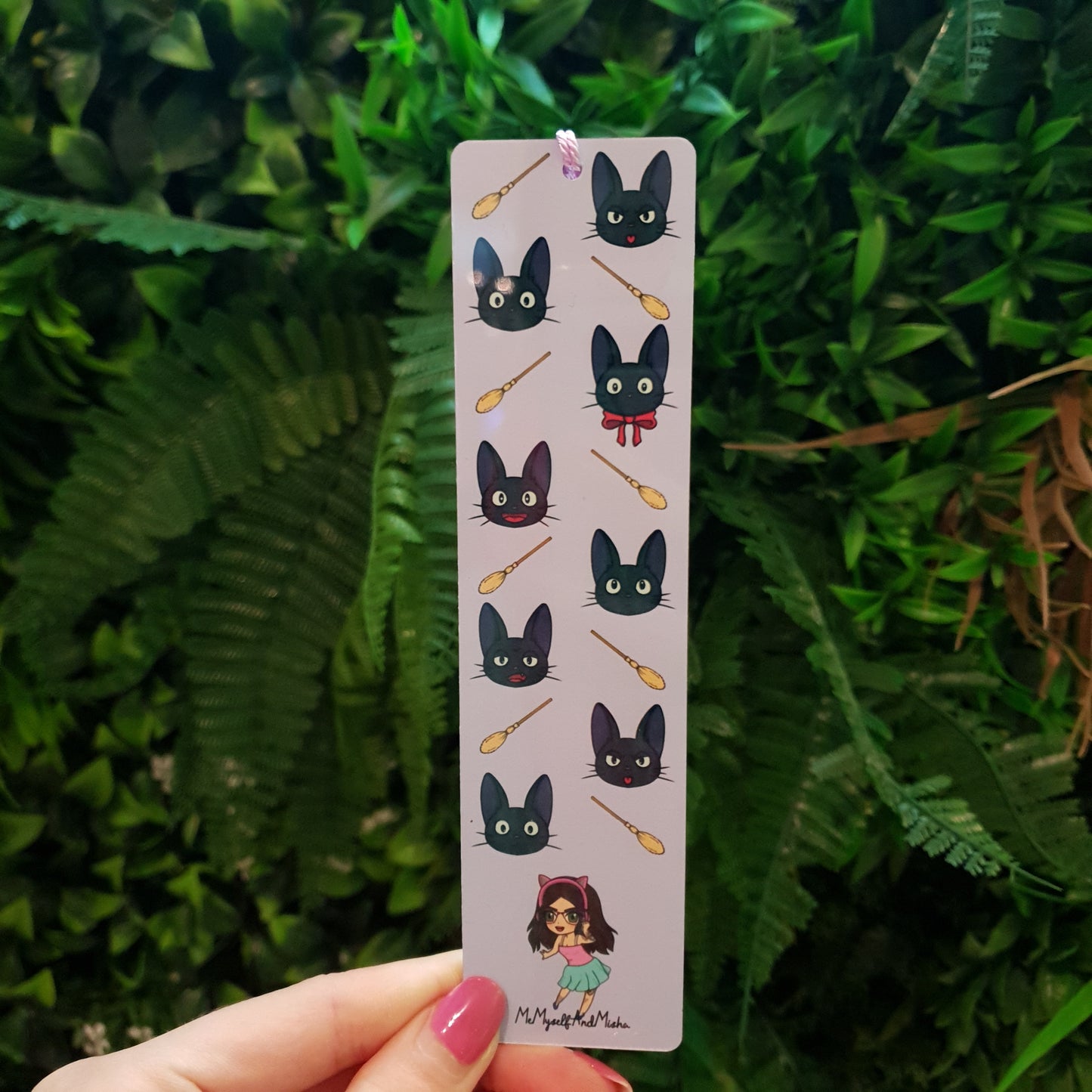 Magical Cat and Bow Metal Bookmark