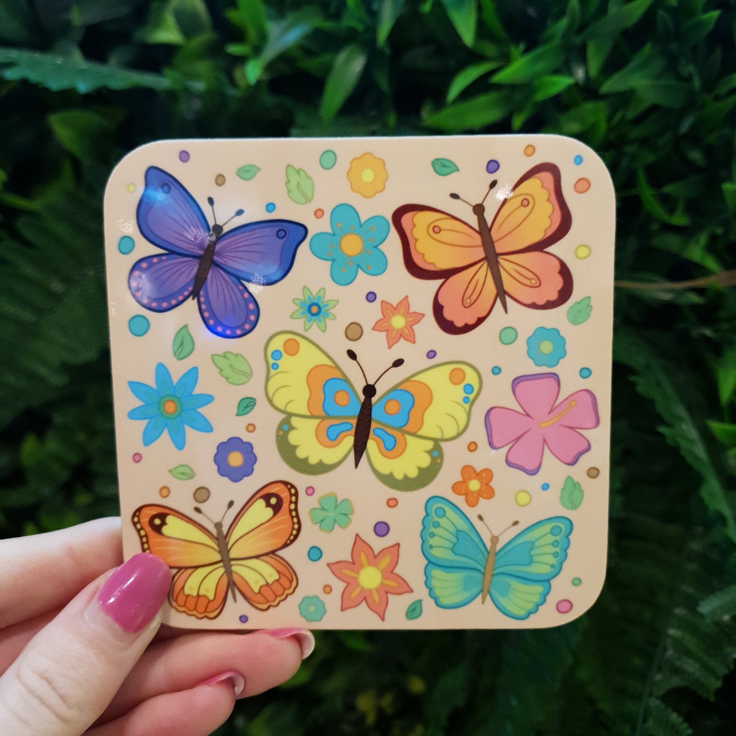 🦋 Pastel Butterflies – Coaster