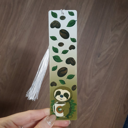 Coffee Sloth Metal Bookmark