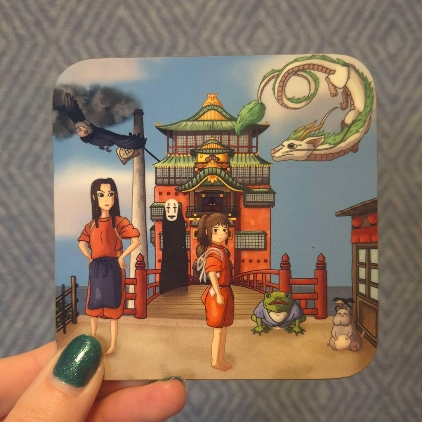 🌸 Enchanted Bridge & Mystical Friends Coaster
