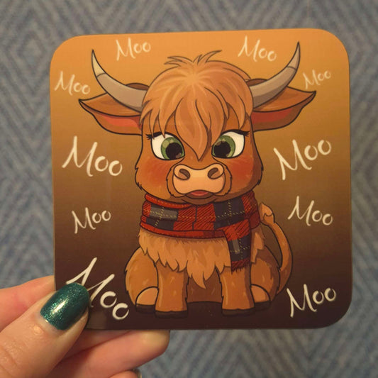 🧣 Scottie the Highland Cow Coaster