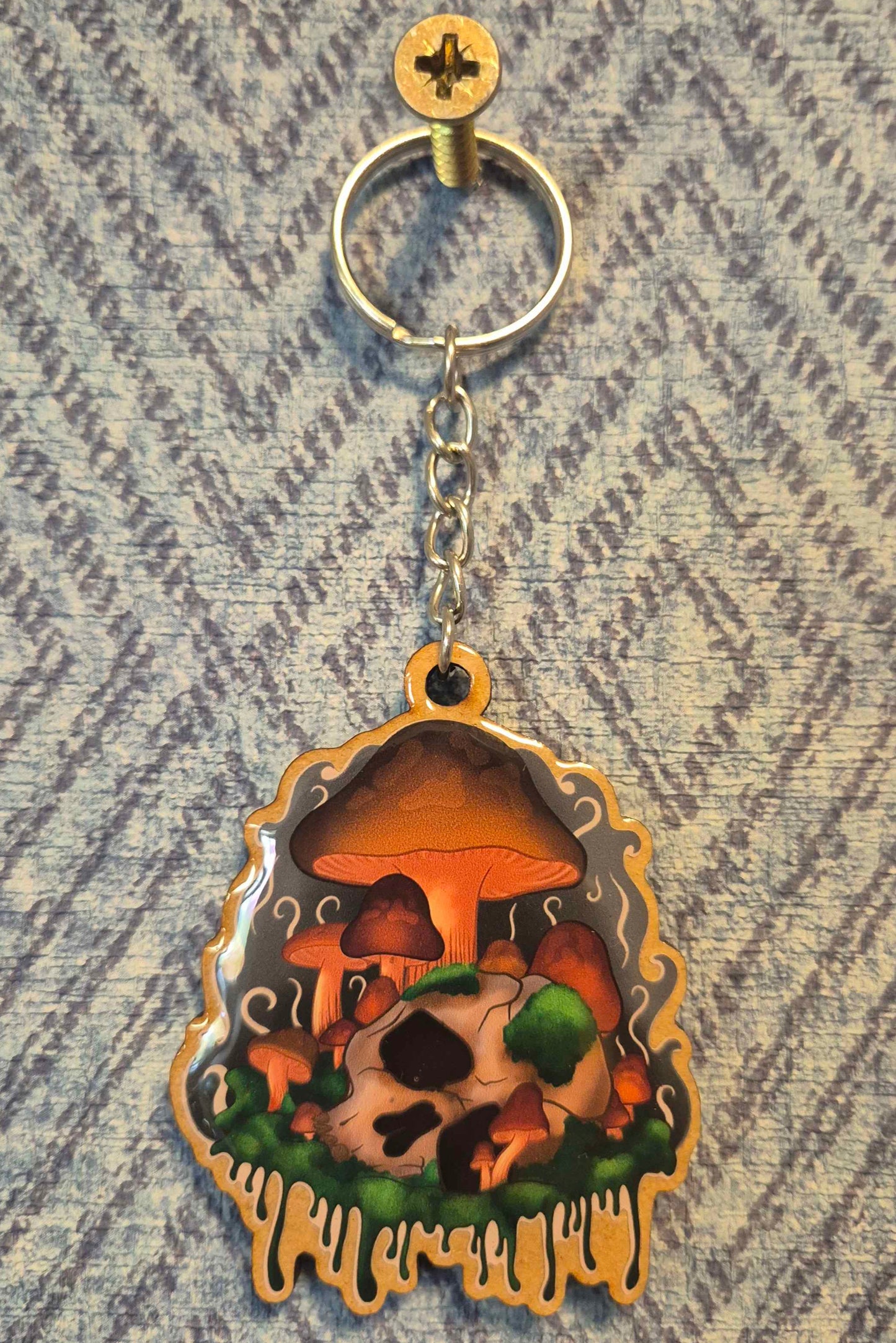 ๐ Skull & Spores Wooden Keyring