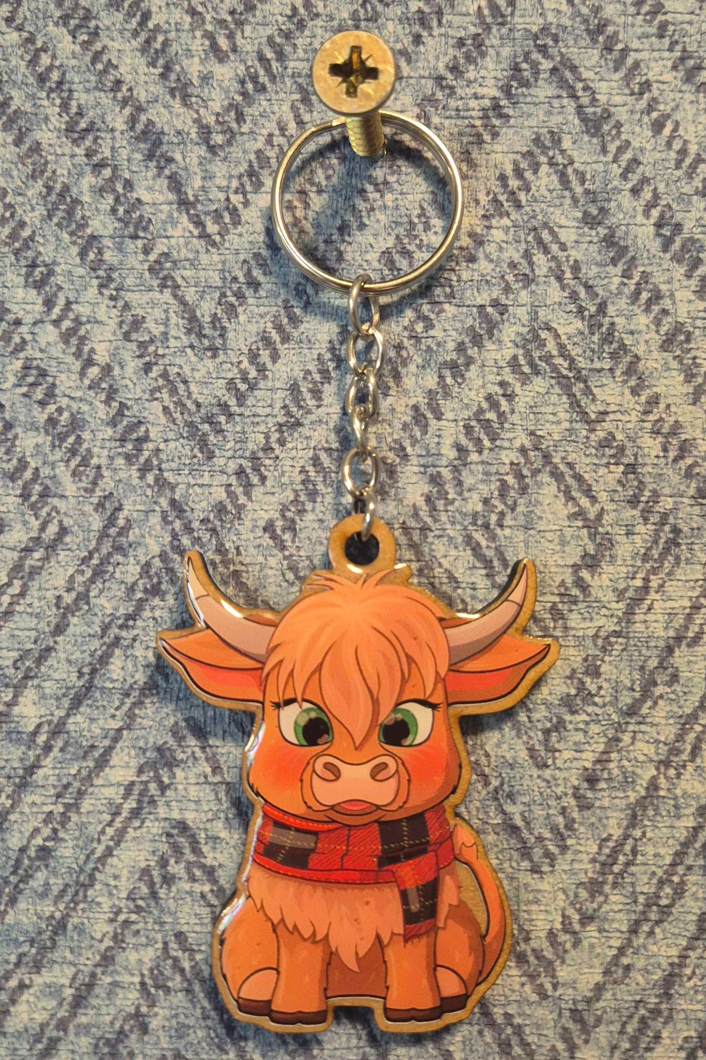 🧣 Scotty the Cow Wooden Keyring