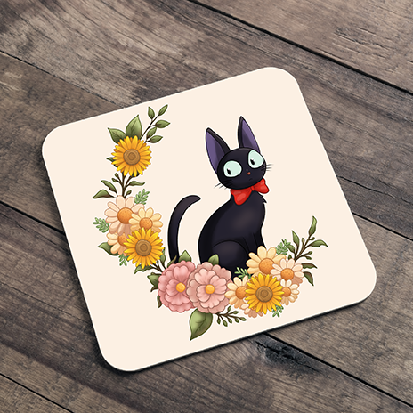 🌙 Floral Feline Charm Coaster