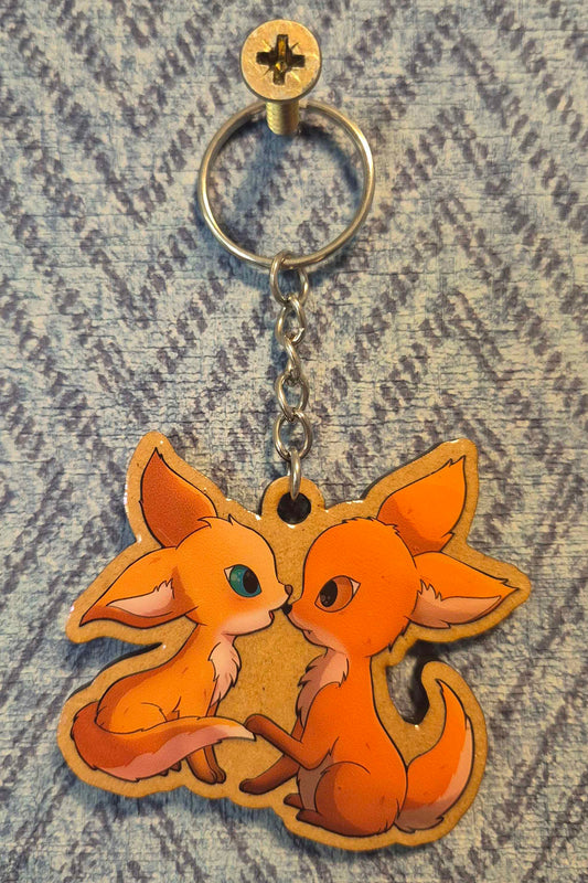 🦊 Forest Companions Wooden Keyring