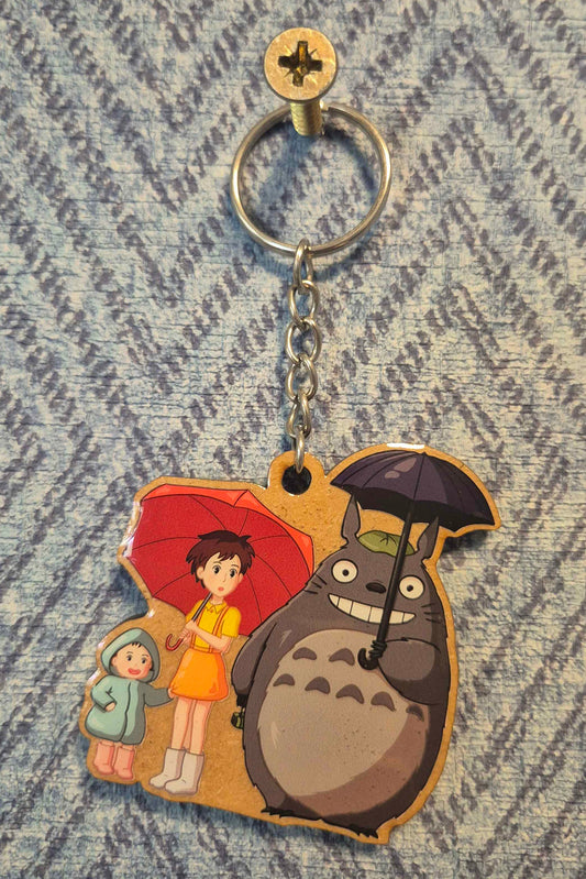 ☔ Rainy Day Friends Wooden Keyring