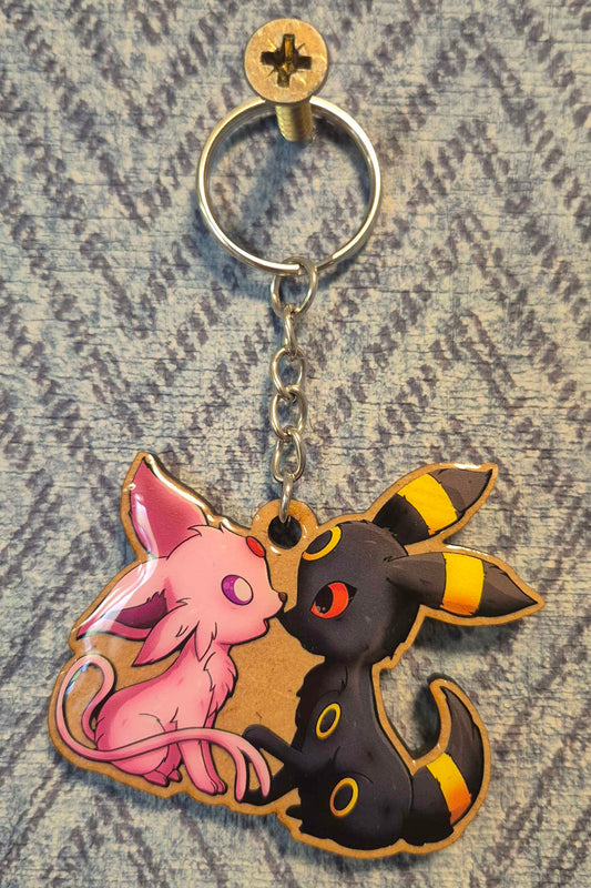 🌙 Celestial Companions Wooden Keyring