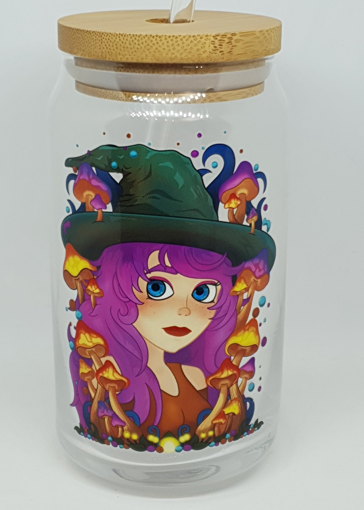 🍄 Violet the Witch – 16oz Glass Tumbler